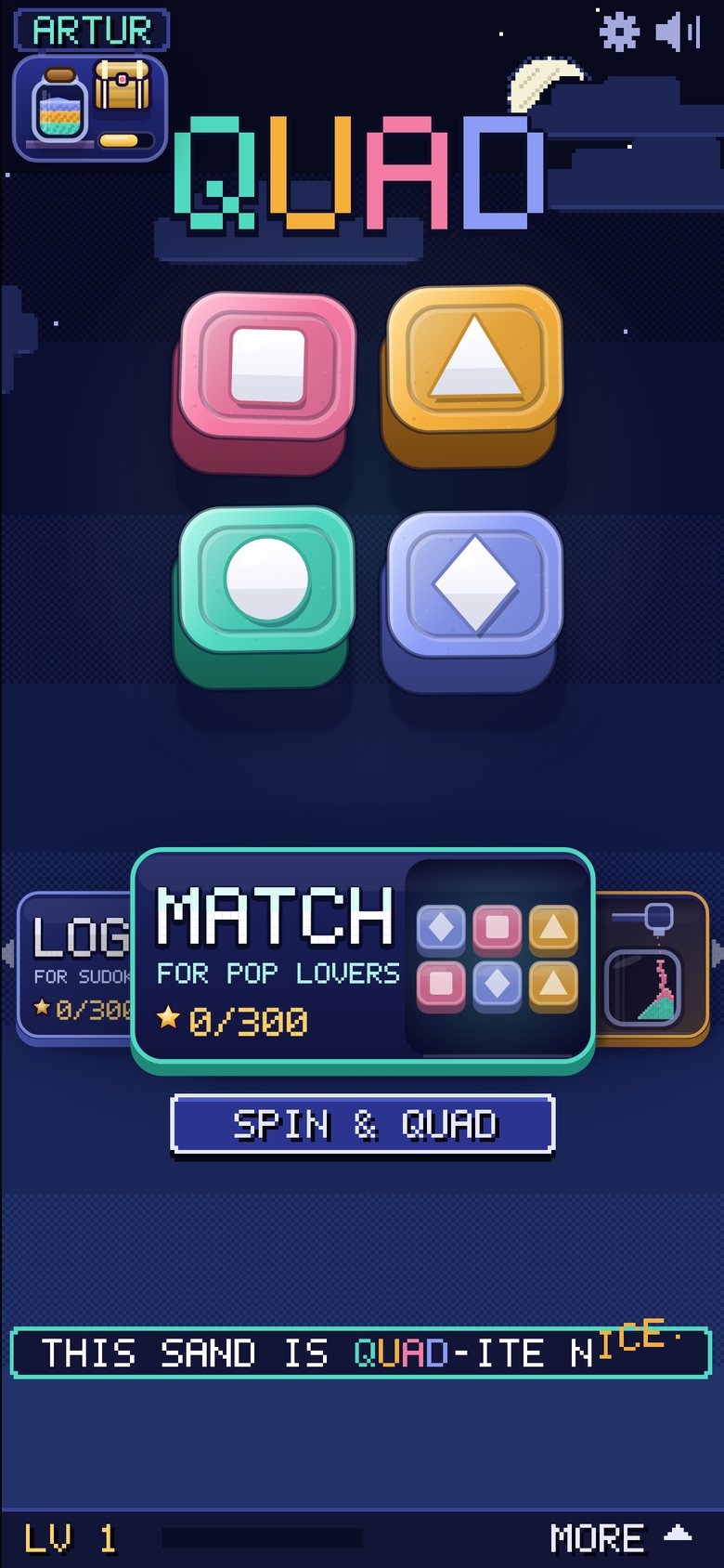 QUAD main menu